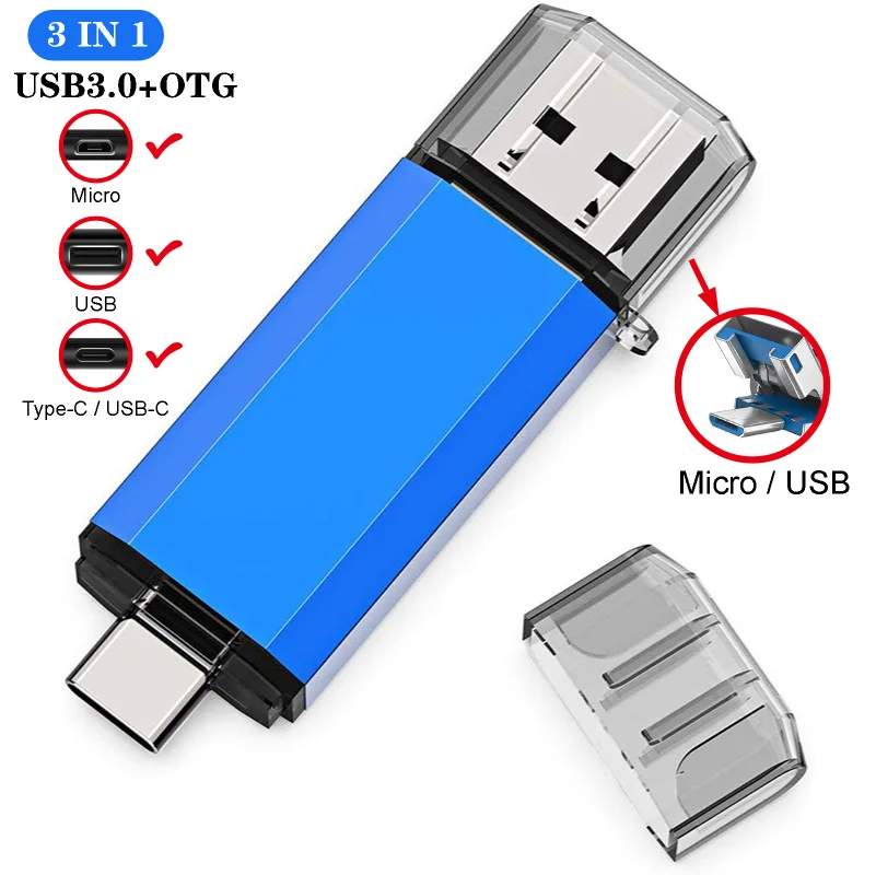 Pennetta Otg Android Ios Chiavetta USB 512GB 4 In 1 - Pen Drive Alta Velocità Impermeabile Per Smartphone E PC Chiavetta USB 4in1 - 8