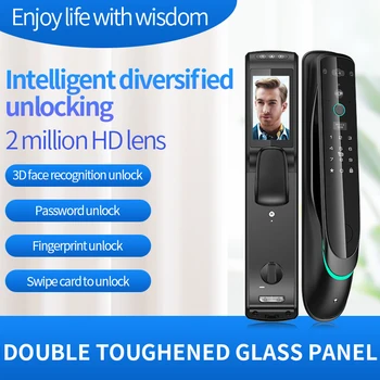 

Intelligent lock home security door fingerprint touch screen password lock cat eye monitoring induction lock remote control upgr
