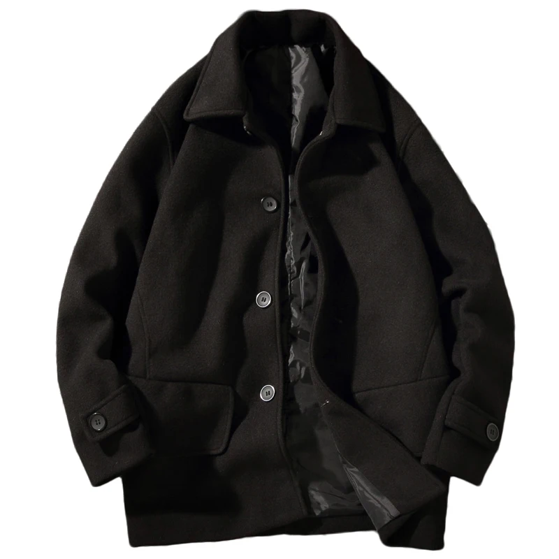 Зимняя шерстяная Мужская куртка, высококачественное шерстяное пальто, повседневное тонкое шерстяное пальто с воротником, Мужской плащ, 4XL 5XL