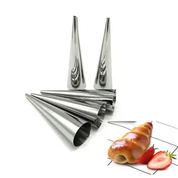 

12PCS Stainless Steel Pastry Cream Horn Molds Conical Tube Cone Pastry Roll Horn Mould Kitchen Baking Coil Tool