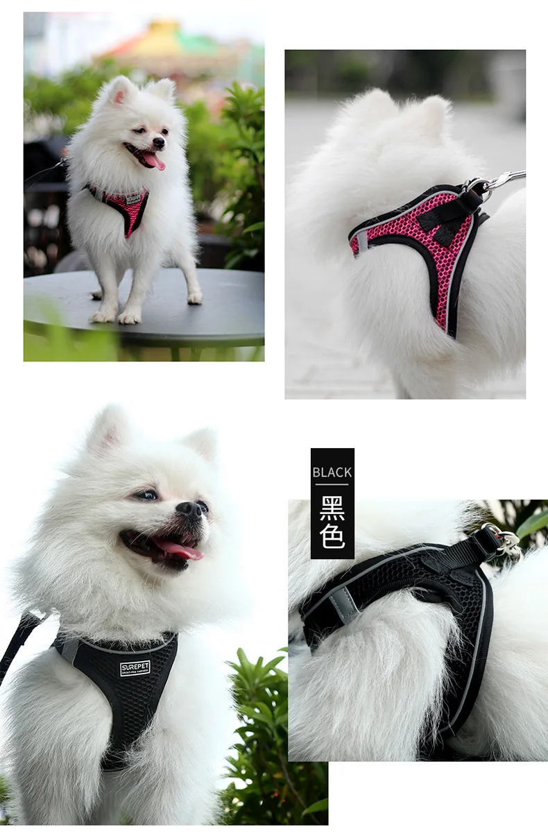 best flea collar for dogs Walk-in Dog Harness Breathable Mesh Vest Harness Reflective Harness Dog Leash Chest Strap Medium and Small Dog Vest dog harness custom dog collars