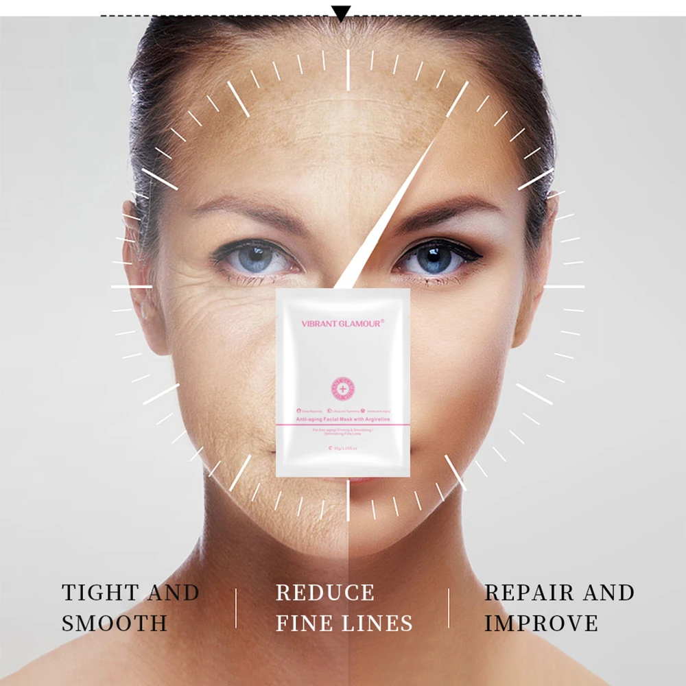 VIBRANT GLAMOUR Argireline Face Mask Anti Aging Reduce Fine Lines Wrinkle Mask Moisturizing Smoothing Fast Absorption 3