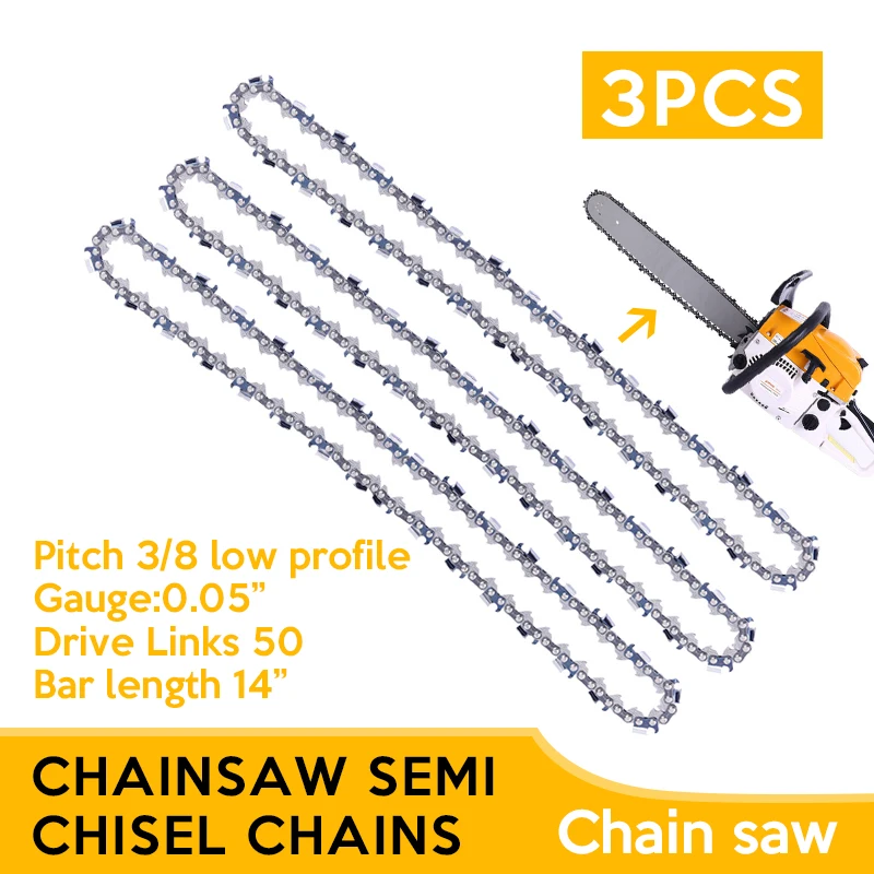 3Pcs Chainsaw Semi Chisel Chains 3/8LP 0.05 For Stihl MS170 MS171 MS180 MS181 Electric Saw 10m chainsaw brush cutter rope cord for partner ms180 ms181 ms210 ms230 ms250 ms260