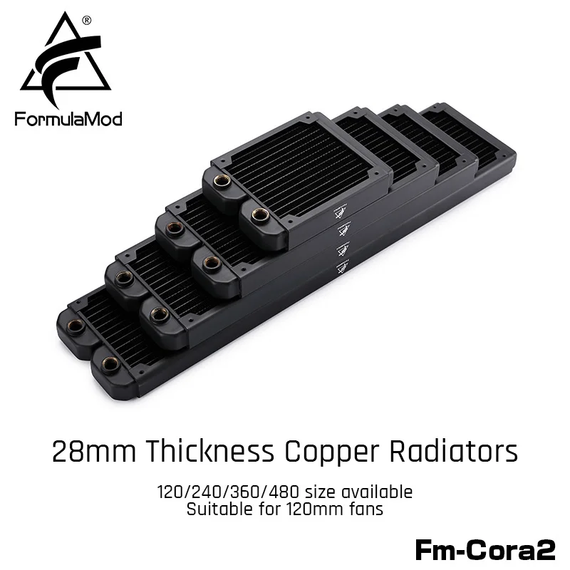 FormulaMod Fm-CoRa2 28 мм Толщина Медь радиатора 120/240/360/480 черный подходит для 120 вентиляторы