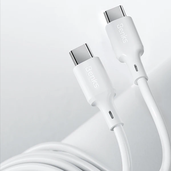 Benks, двойной USB кабель type-C для Ipad Pro, провод для Apple Macbook, huawei, ноутбук, телефон, быстрая зарядка, линия передачи данных для Xiaomi 8 9 Mix - Color: White