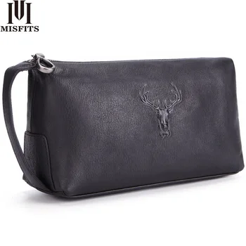 

MISFITS 2020 Genuine Leather Casual Designer Cosmetic Bag Large Capacity soft cowhide Top Quality Handbag Vintage Luxury