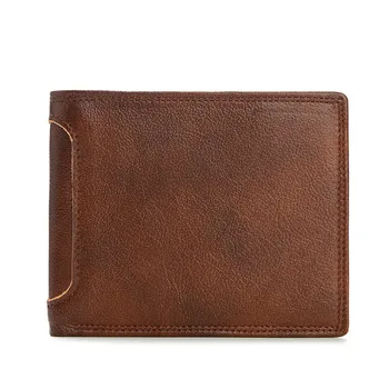 

ZZSLHL New High Quality Men Genuine Leather Wallet Short Design Men's Vintage Wallet Thin Card Holder Coin Purses A787