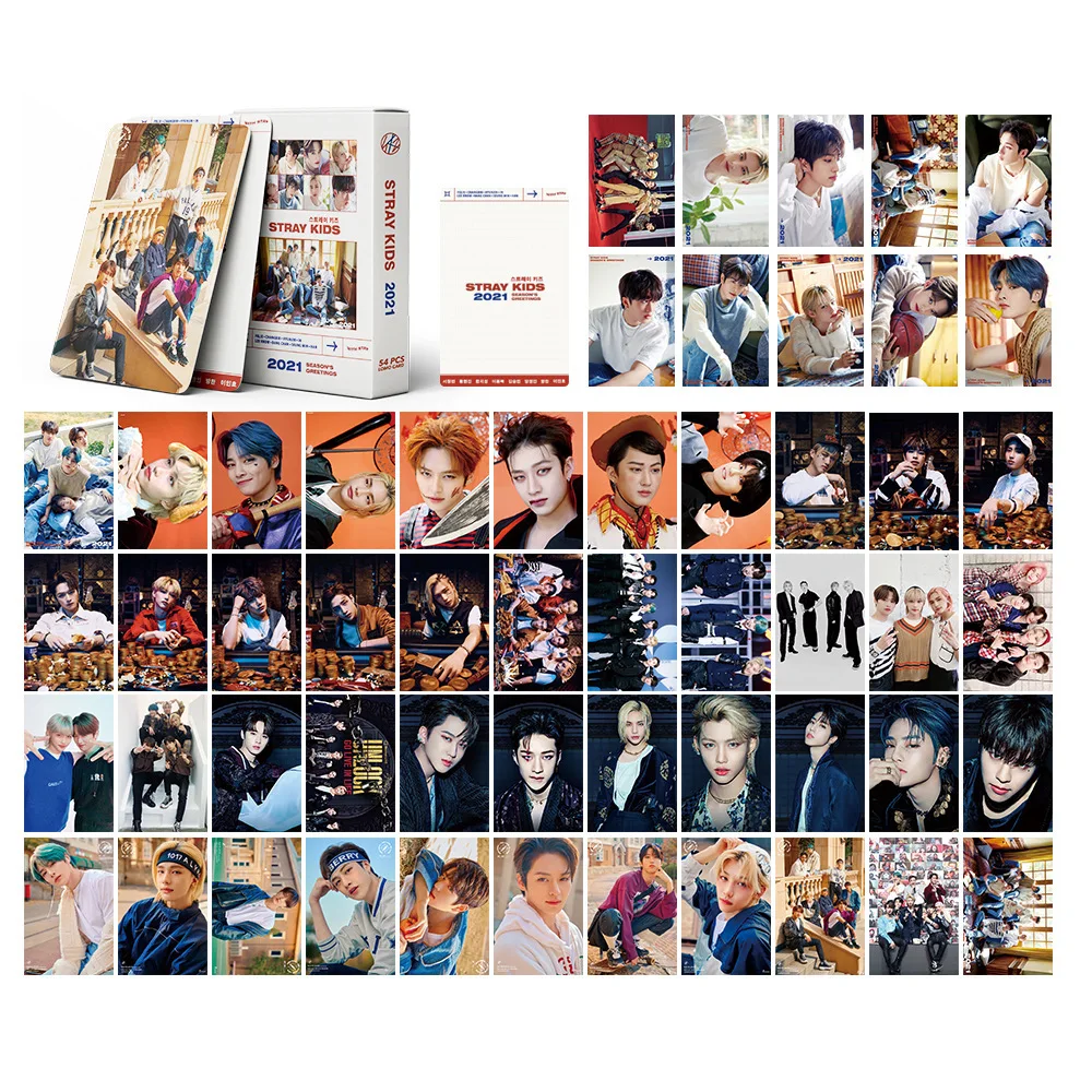 54pcs Kpop Stray kids LOMO Cards UNLOCK New photo album 2021 SEASON GREETING FELIX HYUNJIN BANG CHAN Straykids k-pop photocards |
