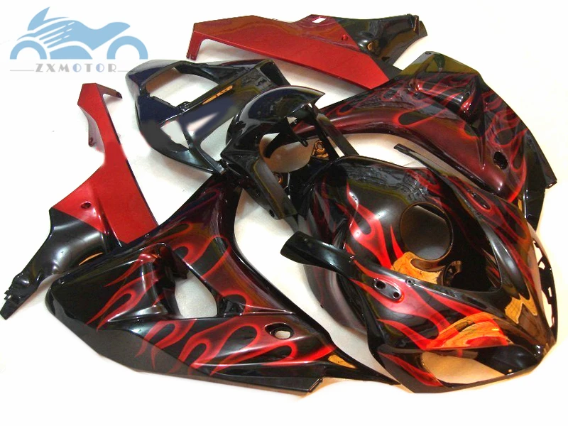 7 подарки впрыска обтекателя комплект Подходит для Honda CBR 1000RR 2006 2007 CBR1000RR 06 07 Черное и красное пламя Обтекатели наборы частей XY01