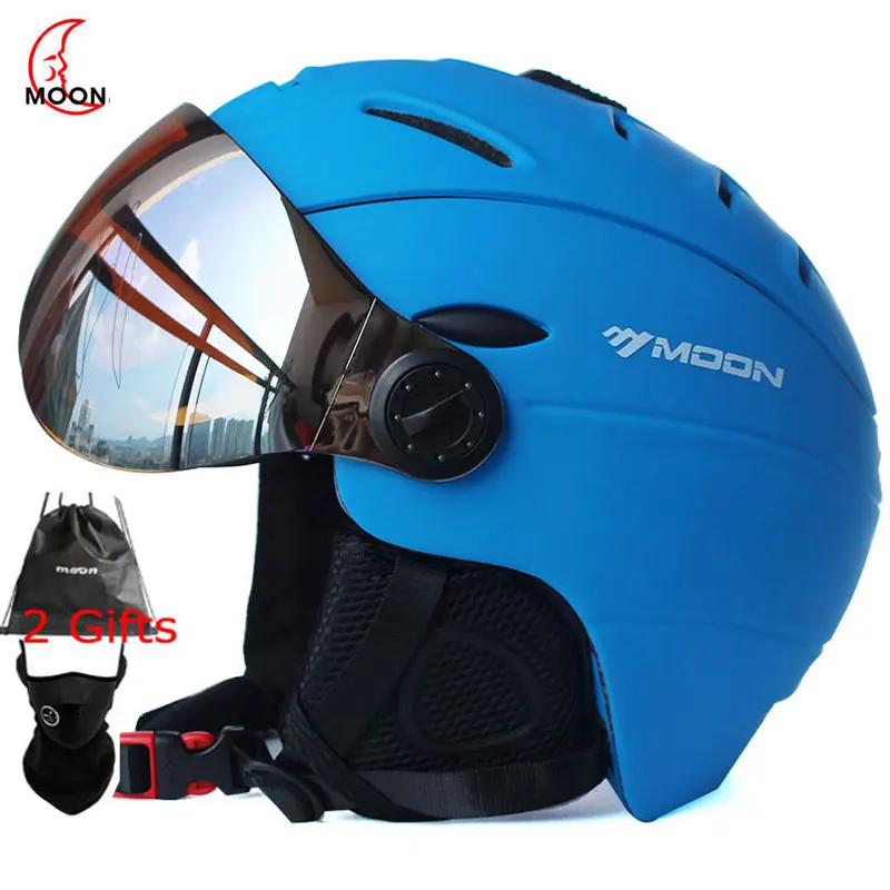 MOON-casco de esquí PC + EPS moldeado integralmente para mujer, de alta  calidad, para deportes, monopatín, esquí, Snowboard, con gafas - AliExpress