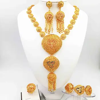

Wholesale new dubai gold jewelry women's fashion necklace boutique jewelry set wedding necklace 24k gold design necklace
