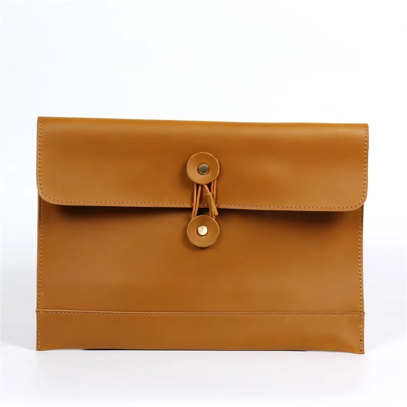 

Men's Hand Bag Leather Computer Bag Business A4 File Holder Horse Leather Clutch Handmade Leather Bag