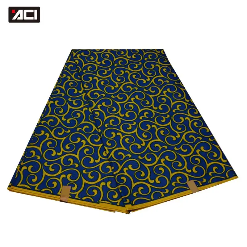 

ACI New Veritable Real Wax Ankara Fabric African Wax Print Tissu Africain Nigeria Batik Fabric 6 Yards/Piece For Wedding Dress