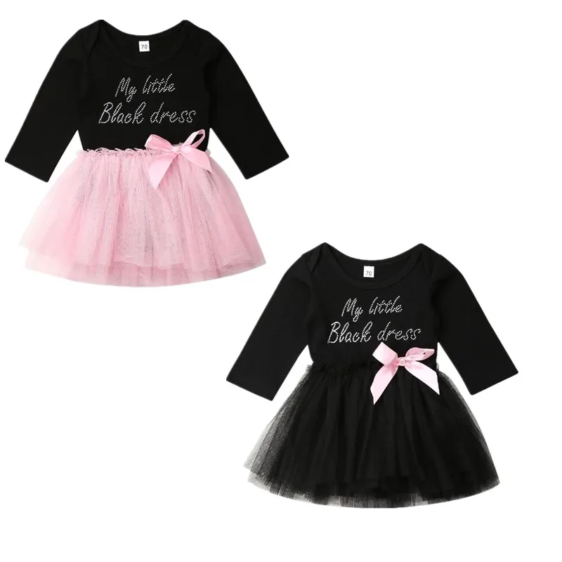 Vestido elegante para niña recién nacida, vestidos de fiesta de princesa,  tutú rosa/Negro, ropa de tul con letras, 0 a 18M - AliExpress Madre y niños