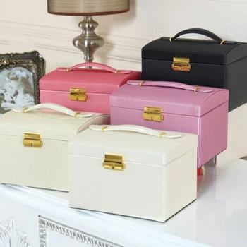 

Makeup Bag Large Capacity Jewelry Storage Box Double Drawer Cosmetic Box Outdoor Small Kits Three Layers Jewelry Organizer Case
