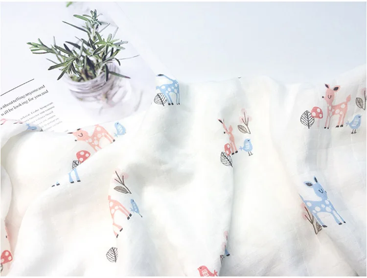 120 см* 120 см печатная плата 6 слоев одеяла для новорожденных бамбуковое банное полотенце марли ребенка пеленать ребенка муслин ткань из органического хлопка мягкой ткани для девочек и слюнявчик