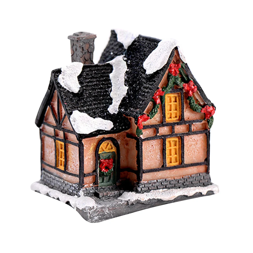 

1 Pcs Christmas House Model Resin Figurines Landscape Accessories Table Decorations For Moss Plant Pot Miniature Landscape