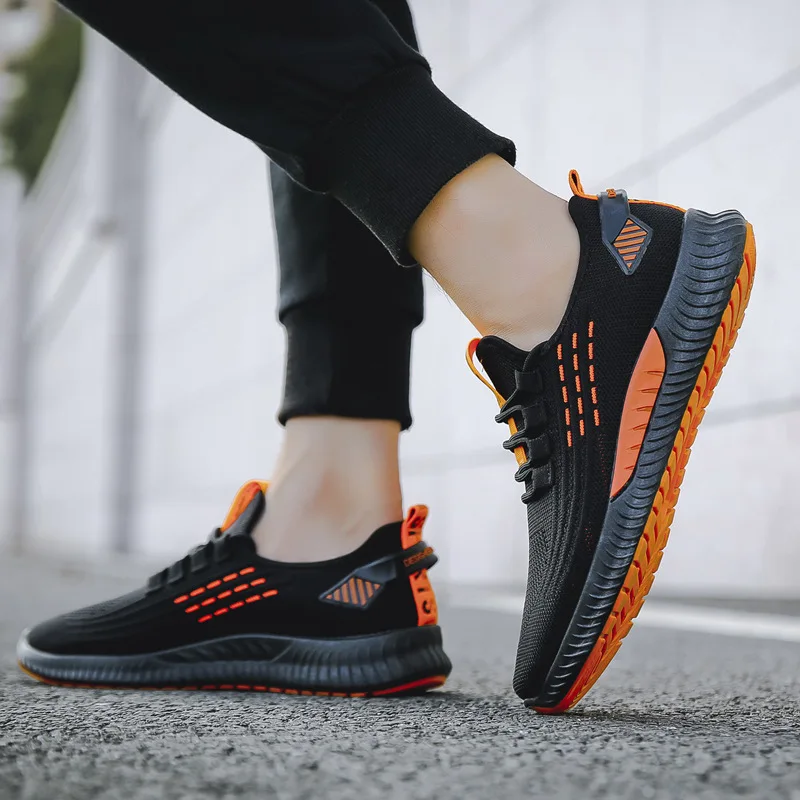 

2019 New Style Trend of Fashion Breathable Men Athletic Shoes Cool Korean-style Running Shoes Men Fly Woven MEN'S SHOES