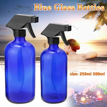 

500ML Blue Glass Spray Bottles Water Sprayer Trigger For Aromatherapy Dispenser Empty Cosmetic Container Cleaning Gardening