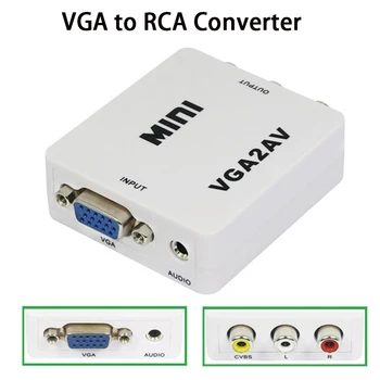 

1080P Mini VGA to RCA 3.5mm AV Video converter adapter with VGA 2AV / CVBS Audio + Audio converter for HDTV PC