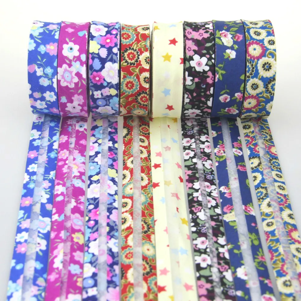 1 (25mm) 와이드 싱글 폴드 바이어스 테이프 코튼 사전 접힌 바인딩 DIY 공예 의류 봉제 직물, 5 메터/몫