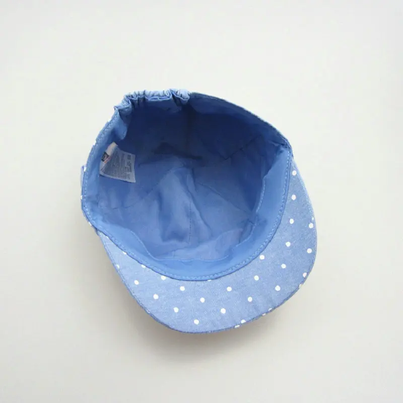 Light Blue Cowboy Polka Dot Bow Girl Star Cap Child Peaked Cap Child Visor