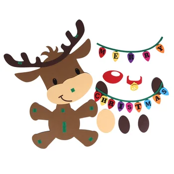 

2Pcs Handmade DIY Felt Reindeer Christmas Tree Artificial Tree Xmas Gifts Door Wall Hanging Window Decorations Christmas Decor