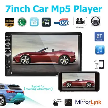 

7inch 2DIN Touch In Dash Auto Car Radio MP5 Player Bluetooth Rear View Camera with Remote Control 7018