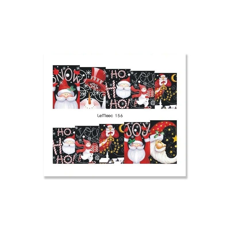 LEMOOC переводная наклейка для ногтей с водой Рождественская тематика Рождественский дизайн украшение для ногтей водяной знак, маникюр Новогодний подарок - Цвет: Lemooc 156