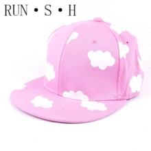 Летняя женская обувь в стиле «хип-хоп» шапочкой розового цвета с голубым облаком и свежие сладкие Симпатичные Повседневное улицы на плоской подошве для прогулок, с принтом в виде шляпы из плотной ткани Бейсбол Кепки-2 цвета