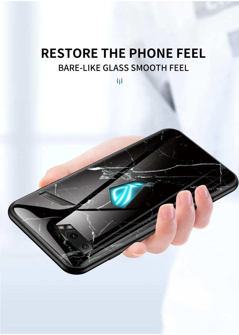 Чехол для Asus ROG Phone 2 ZS660KL, роскошный стеклянный мраморный стеклянный гибридный мягкий силиконовый Жесткий Чехол для Asus ROG 2, чехол для телефона