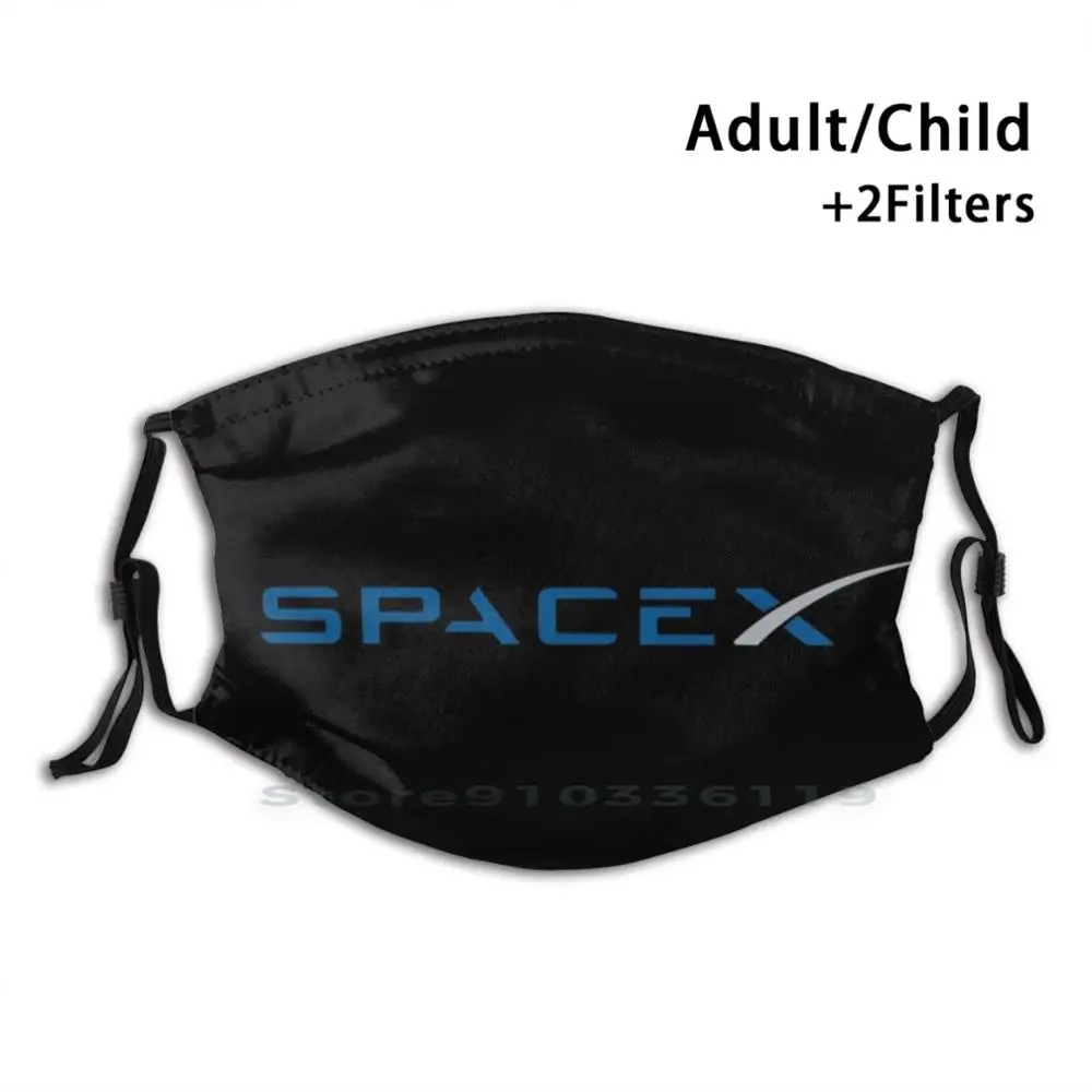 Многоразовая маска с принтом Space X Team для лица фильтром Pm2.5 детская рисунком