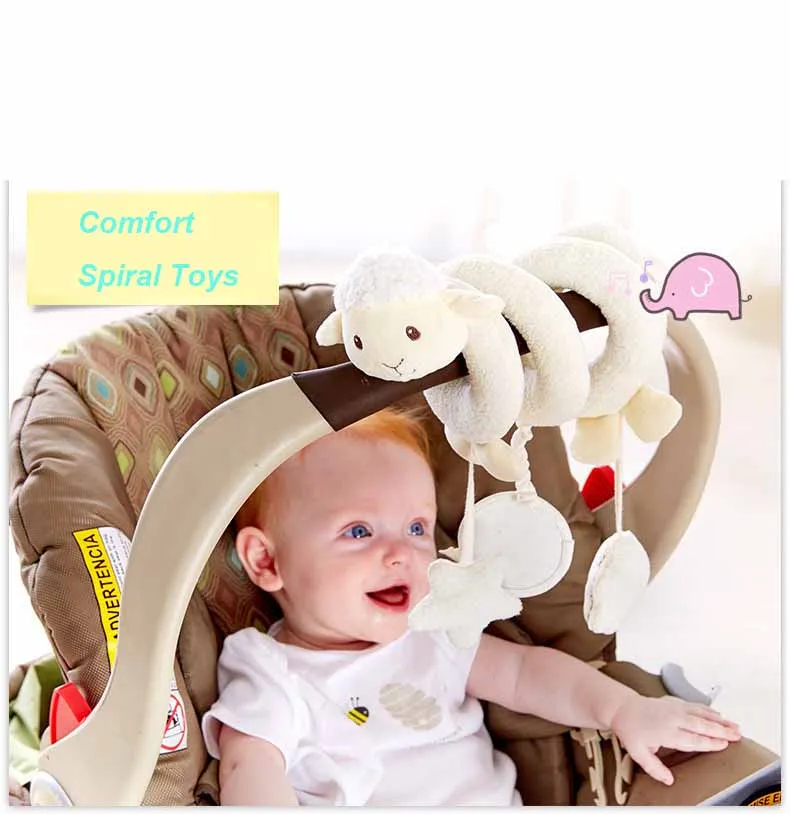 Детская плюшевая погремушка-игрушка прогулочная коляска спиральная подвесная Мобильная детская кроватка Подарочная музыкальная игрушка для новорожденных детей 0-12 месяцев - Цвет: Sheep