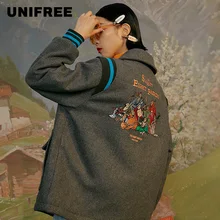 Unifree зима Новая женская модная теплая однобортная хлопковая одежда с отворотом и длинным рукавом U194B901PP