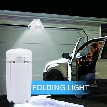 

4/3 Leaves E27 LED Garage Ceiling Light Fan Shape Industrial Lighting 6000K 6000LM 60W Deformable Workshop Lamp