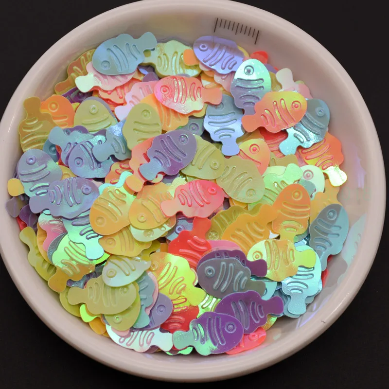 25g 9*16mm Fish Shaped PVC Loose Sequins For Crafts Scrapbook Decoration Shaker Card DIY Accessory | Дом и сад