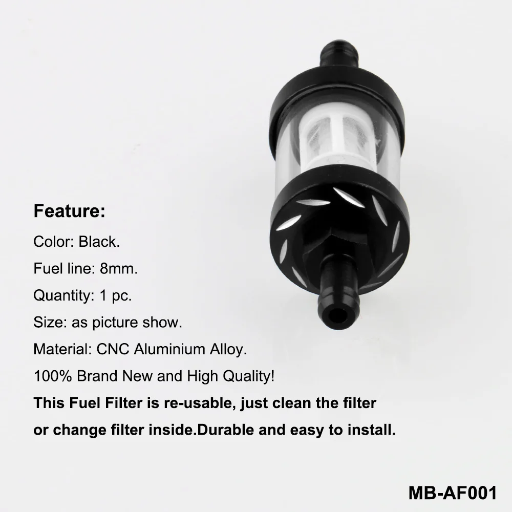 8mm CNC Aluminum Alloy Glass Motorcycle Gas Fuel Gasoline Oil Filter Moto Accessories for ATV Dirt Pit Bike Motocross