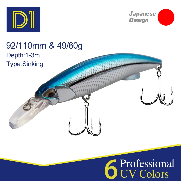 

D1 Heavy Minnow Fishing Lures Sinking Wobblers Crankbait 92mm/49g 110mm/60g High Quality Laser Artificial Hard Bait pesca Tackle