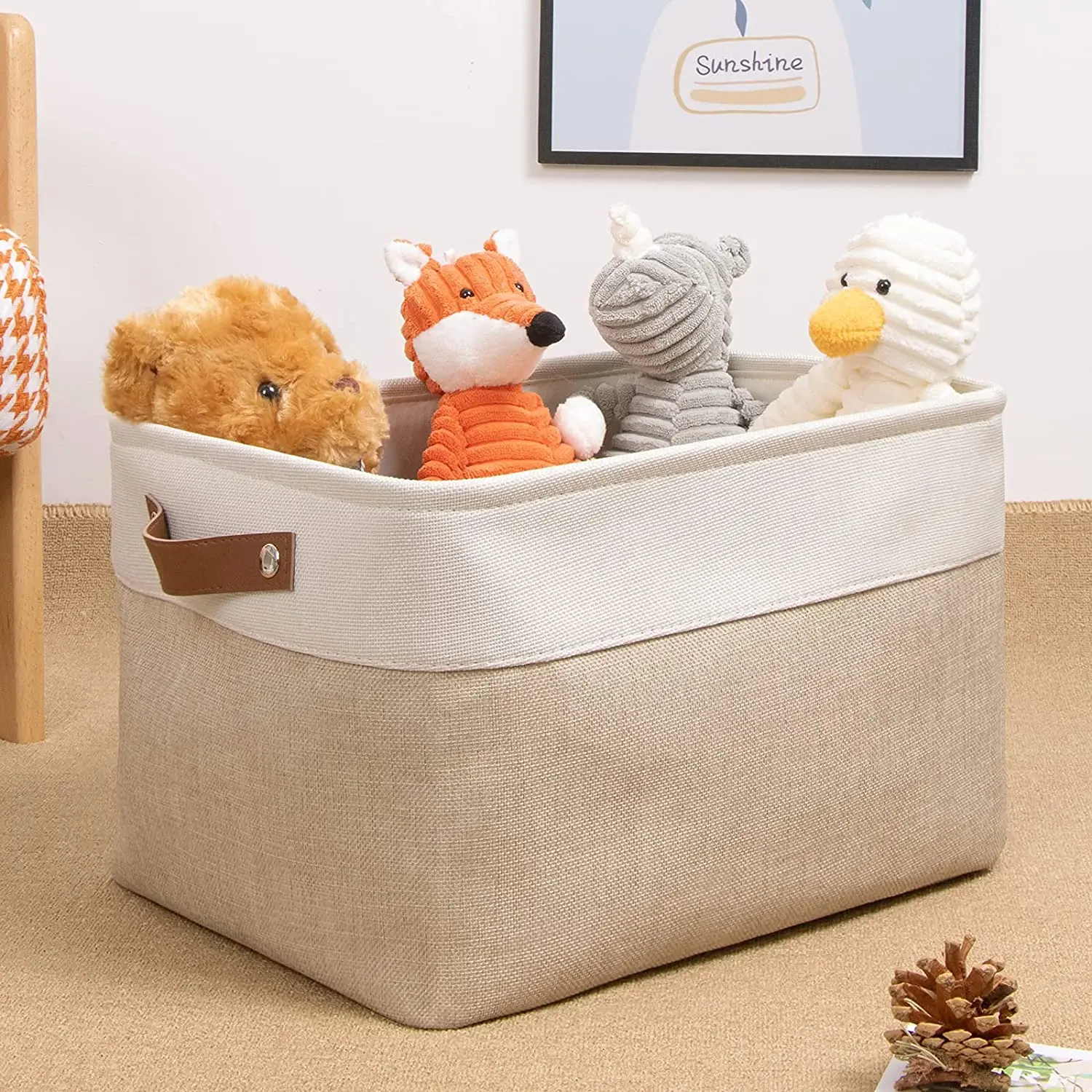 Folding Canvas Fabric Storage Box For Kids Toys Organizer Nursery Laundry Basket Home Closet Sundries Bag With Handles storage box,laundry basket,storage basket,toy storage bag