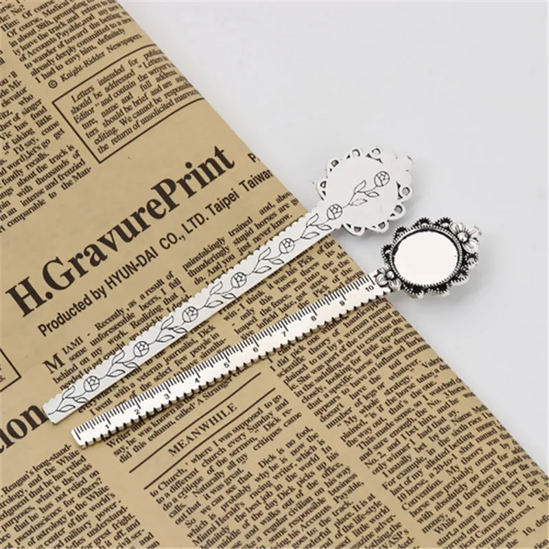 DoreenBeads модный сплав цинка Закладка линейка серебряный цвет Кабошон Настройки