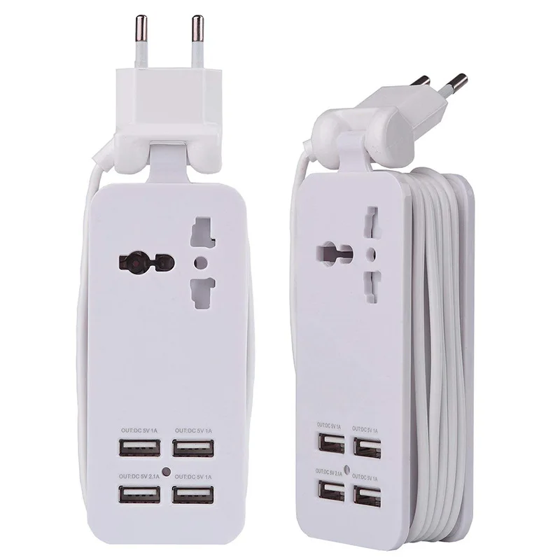 

European-Style Patch Board Euro Smart Power Strip with USB Charging Socket Travel Home Multi-Purpose