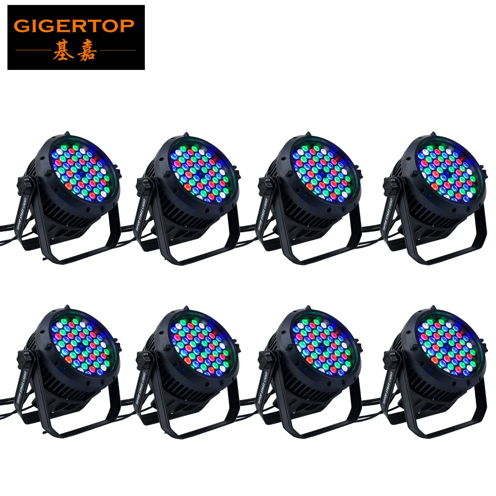 

8XLOT High Quality 54 x 3W RGBW Waterproof LED Par 64 Light, DMX 512 Control,8 Channels Led Par Cans 90V-240V Disco DJ Equipment