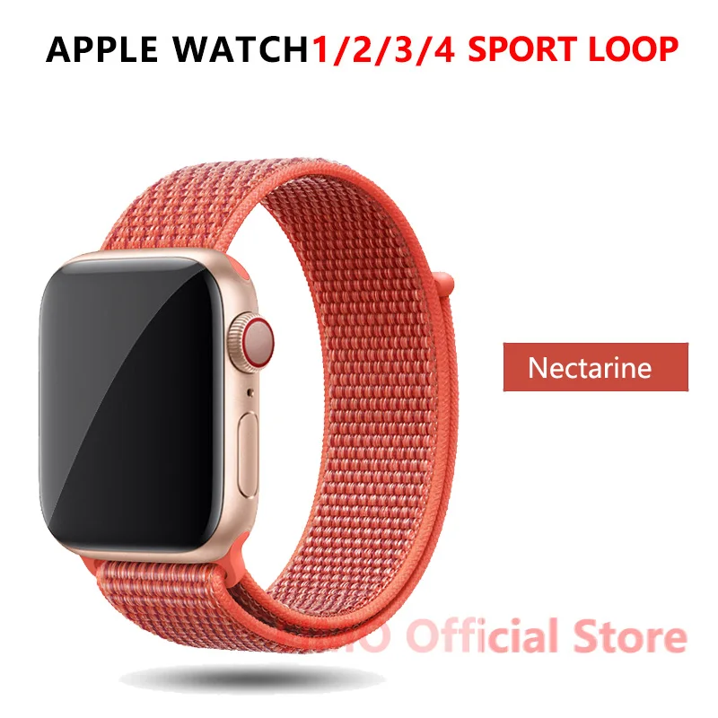 NEW Nectarine Ремешок apple watch 44mm 42mm 44mm 38mm 40mm нейлоновая спортивная петля iwatch series 5 4 3 2 1 ремешок для часов браслет apple watch band - Цвет ремешка: NEW Nectarine