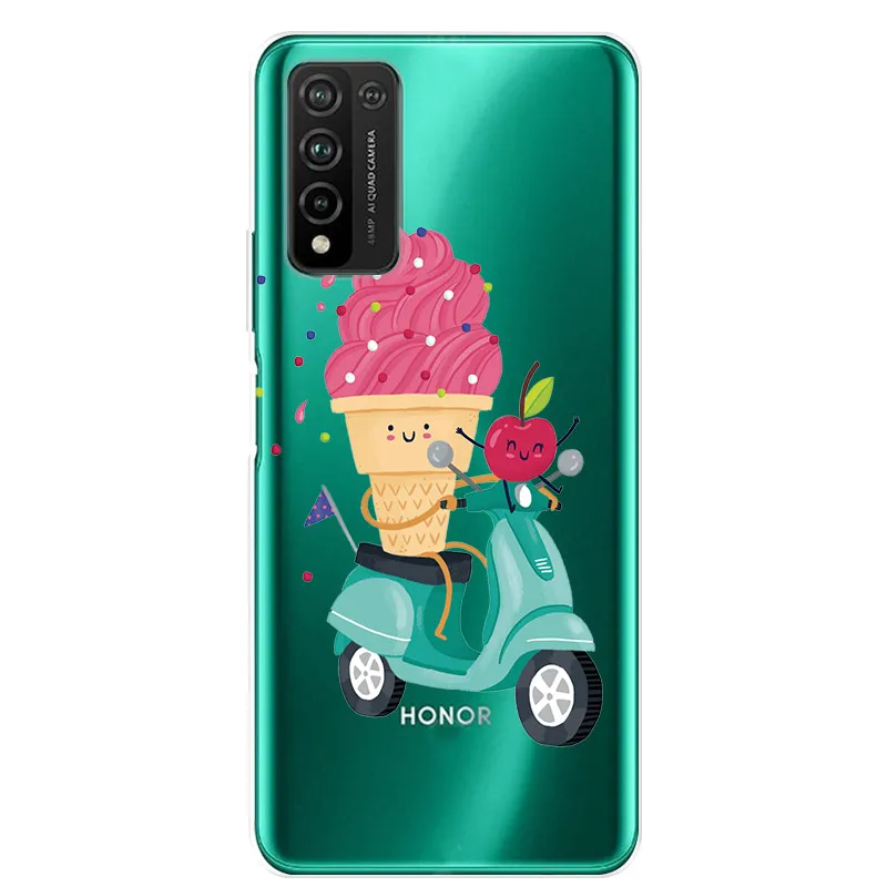 Floral Design Transparent Soft TPU Phone Case - Cute Silicone Cover for Huawei Honor 10X Lite