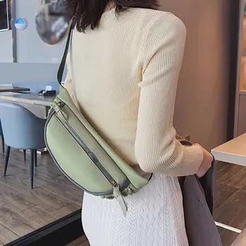 

Oval Zipper Softback Satchels Versatile Fashion Women Students Outdoor Sports Zipper Messenger Bag Chest Bag Waist Bags