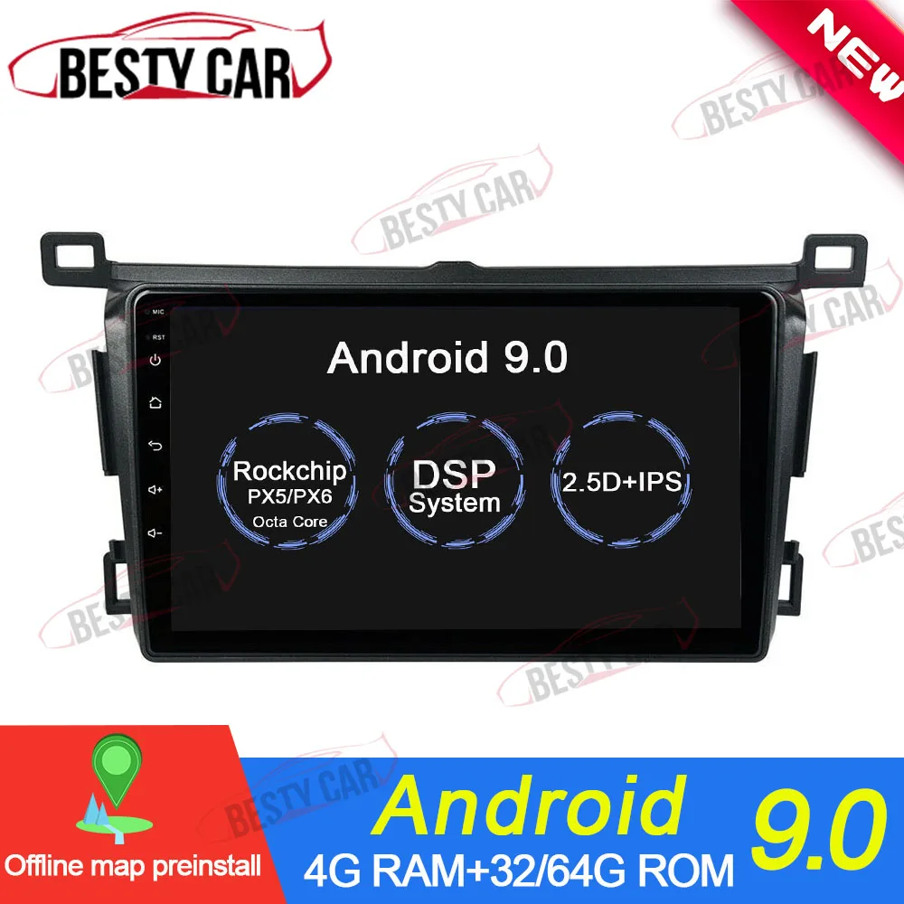 " ips Android 9,0 Автомобильный мультимедийный плеер Радио стерео для Toyota RAV4 2013~ 16 17 18 головное устройство gps навигация wifi BT DSP