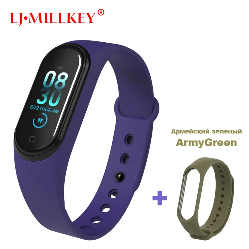 M4 Blue x ArmyGreen Умный Браслет Интеллектуальный трекер активности M4 умный Браслет Смарт-браслет 4 пульсометр фитнес-трекер умные часы для мужчин и женщин - Цвет: M4 Blue x ArmyGreen