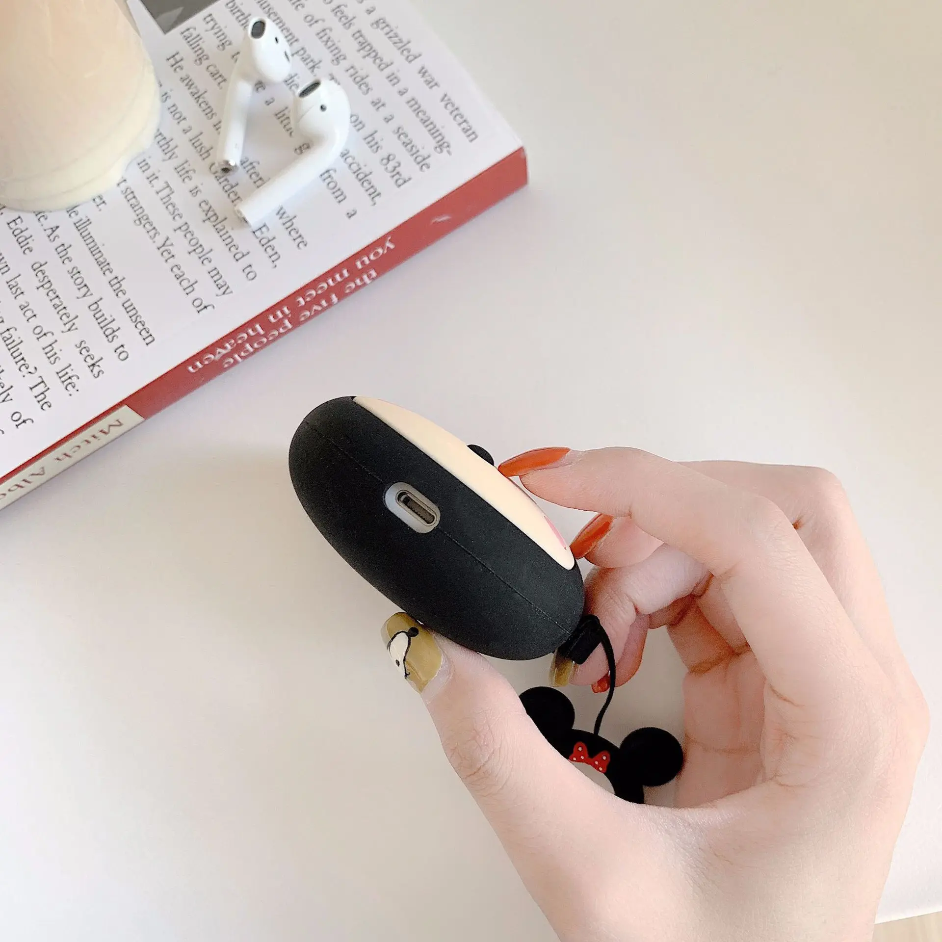 Роскошный милый чехол для AirPods Силиконовая Круглая Микки Минни Bluetooth наушники чехол для Apple Airpods 2 Мультфильм защитный чехол