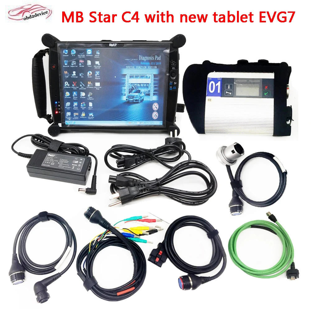 MB Star C4 SD установка новейшего программного обеспечения V09/ с новым планшетом EVG7 ноутбук DDR4GB для автомобиля/грузовика автомобиля диагностический инструмент C4 сканер