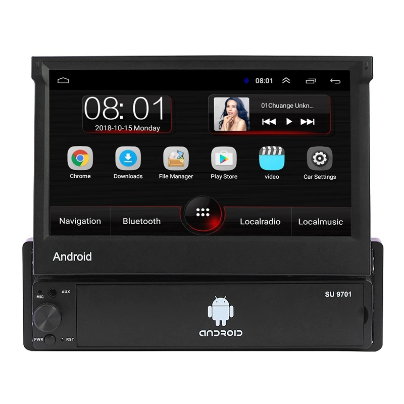 7 дюймов Android 8,1 Автомагнитола 1 Din MP5 плеер+ Wifi+ gps+ Bluetooth+ AM/FM Автомобильный мультимедийный плеер+ 4LED камера